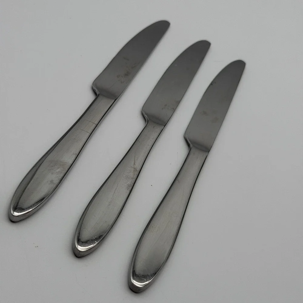 Pfaltzgraff Stainless Steel Serrated Dinner Knives Set of 3 Silver Flatware
